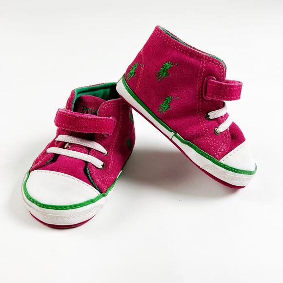 Ralph Lauren Polo Baby Shoes Layette Bal Harbour Cap Toe Repeat High Top Size 4 - Picture 1 of 8